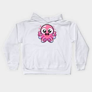 Pink funny octopus Kids Hoodie